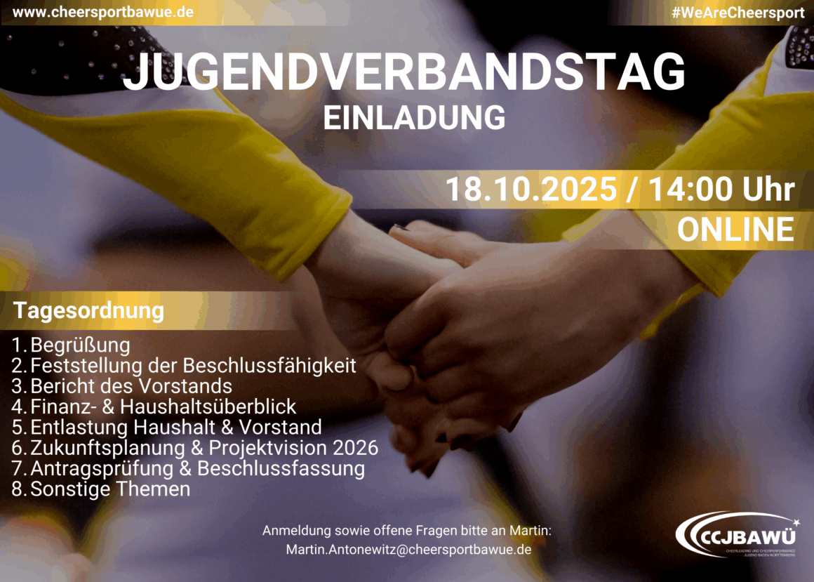Einladung zum Jugendverbandstag 2025 des CCJBAWÜ Einladung zum Jugendverbandstag 2025 des CCJBAWÜ